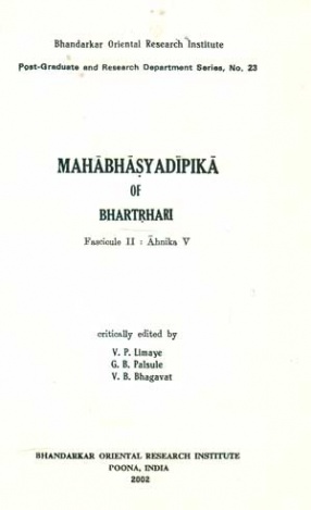 Mahabhasyadipika of Bhartrhari Ahnika V